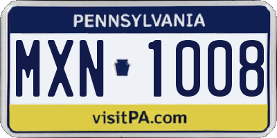 PA license plate MXN1008