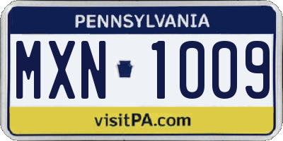 PA license plate MXN1009