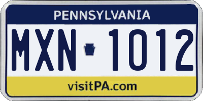 PA license plate MXN1012