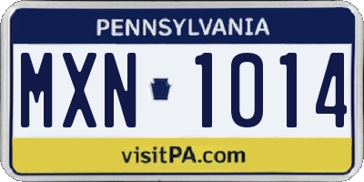 PA license plate MXN1014