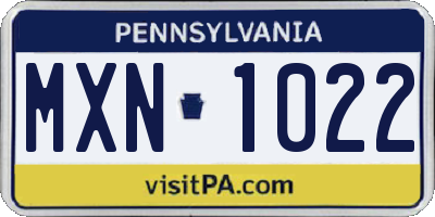 PA license plate MXN1022
