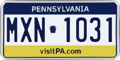 PA license plate MXN1031
