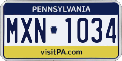 PA license plate MXN1034