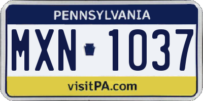 PA license plate MXN1037