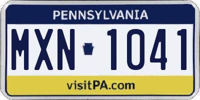 PA license plate MXN1041