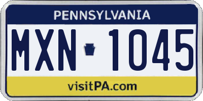PA license plate MXN1045