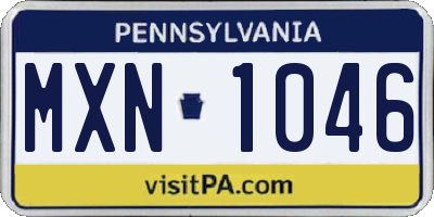 PA license plate MXN1046
