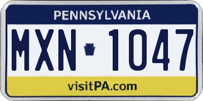 PA license plate MXN1047