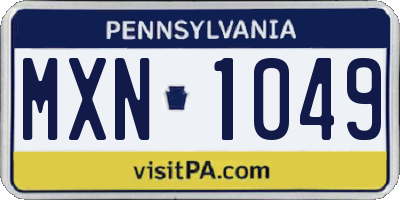 PA license plate MXN1049