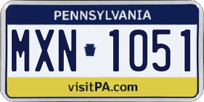 PA license plate MXN1051