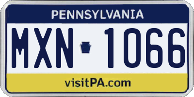 PA license plate MXN1066