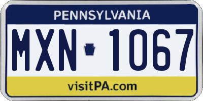 PA license plate MXN1067