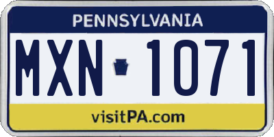 PA license plate MXN1071