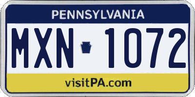 PA license plate MXN1072
