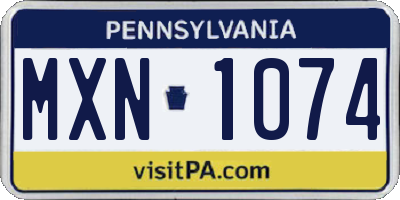 PA license plate MXN1074