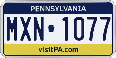 PA license plate MXN1077