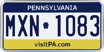 PA license plate MXN1083