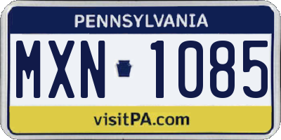PA license plate MXN1085