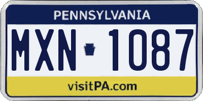PA license plate MXN1087