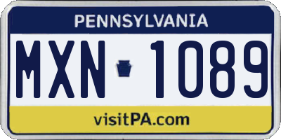 PA license plate MXN1089