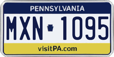 PA license plate MXN1095