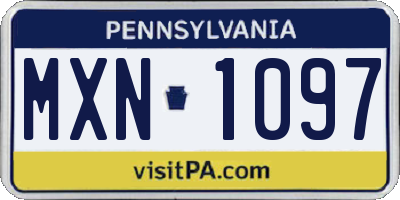 PA license plate MXN1097