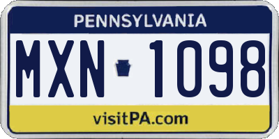PA license plate MXN1098