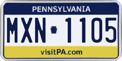 PA license plate MXN1105