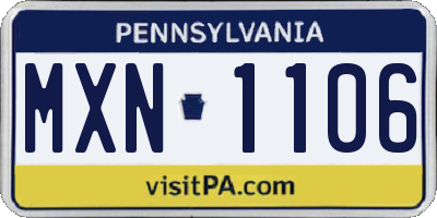 PA license plate MXN1106