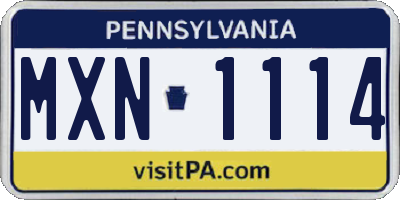 PA license plate MXN1114