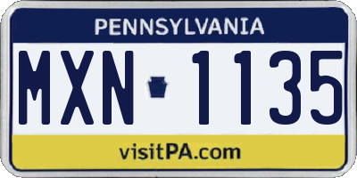 PA license plate MXN1135