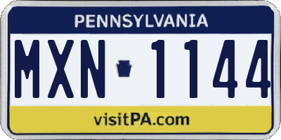 PA license plate MXN1144