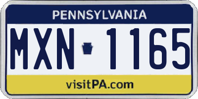 PA license plate MXN1165