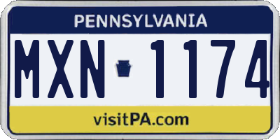 PA license plate MXN1174