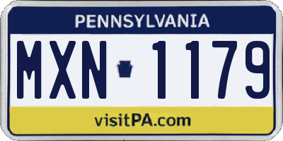PA license plate MXN1179