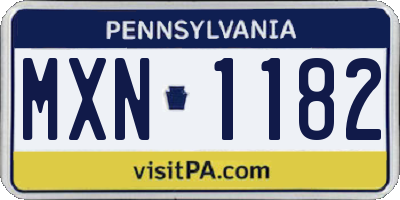 PA license plate MXN1182