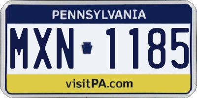 PA license plate MXN1185
