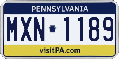 PA license plate MXN1189