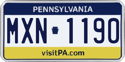 PA license plate MXN1190
