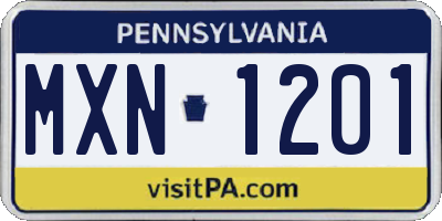 PA license plate MXN1201