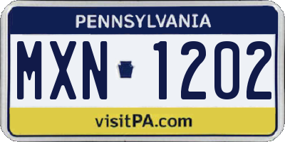 PA license plate MXN1202