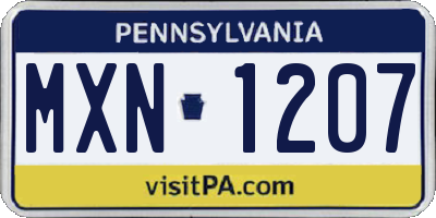 PA license plate MXN1207