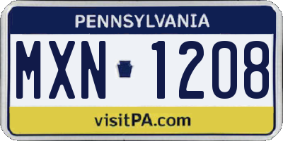PA license plate MXN1208
