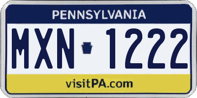 PA license plate MXN1222