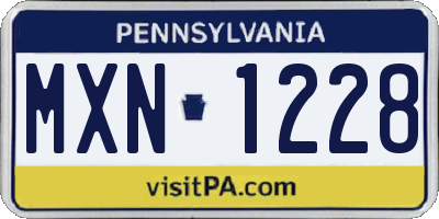 PA license plate MXN1228