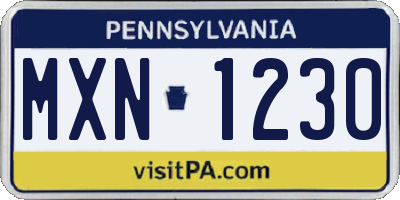 PA license plate MXN1230