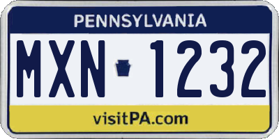PA license plate MXN1232