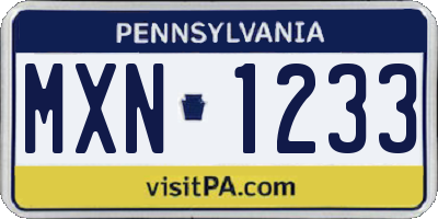 PA license plate MXN1233