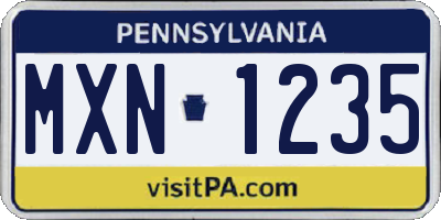 PA license plate MXN1235