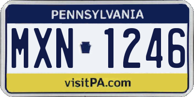 PA license plate MXN1246